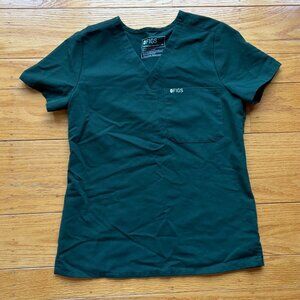 FIGS British Racing Green Women's X-Small Catarina One-Pocket Scrub Top